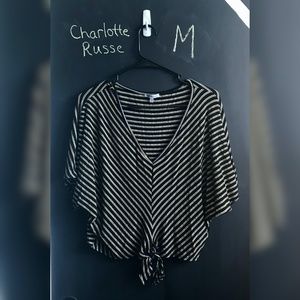 Striped Shirt with Tie Knot from Charlotte Russe